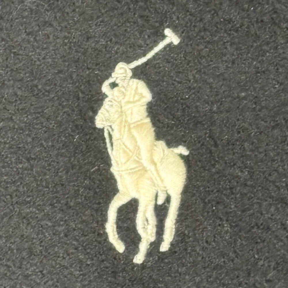 Polo Ralph Lauren 100% Lambswool Black Scarf w/White Pony Made in Italy WITH TAG